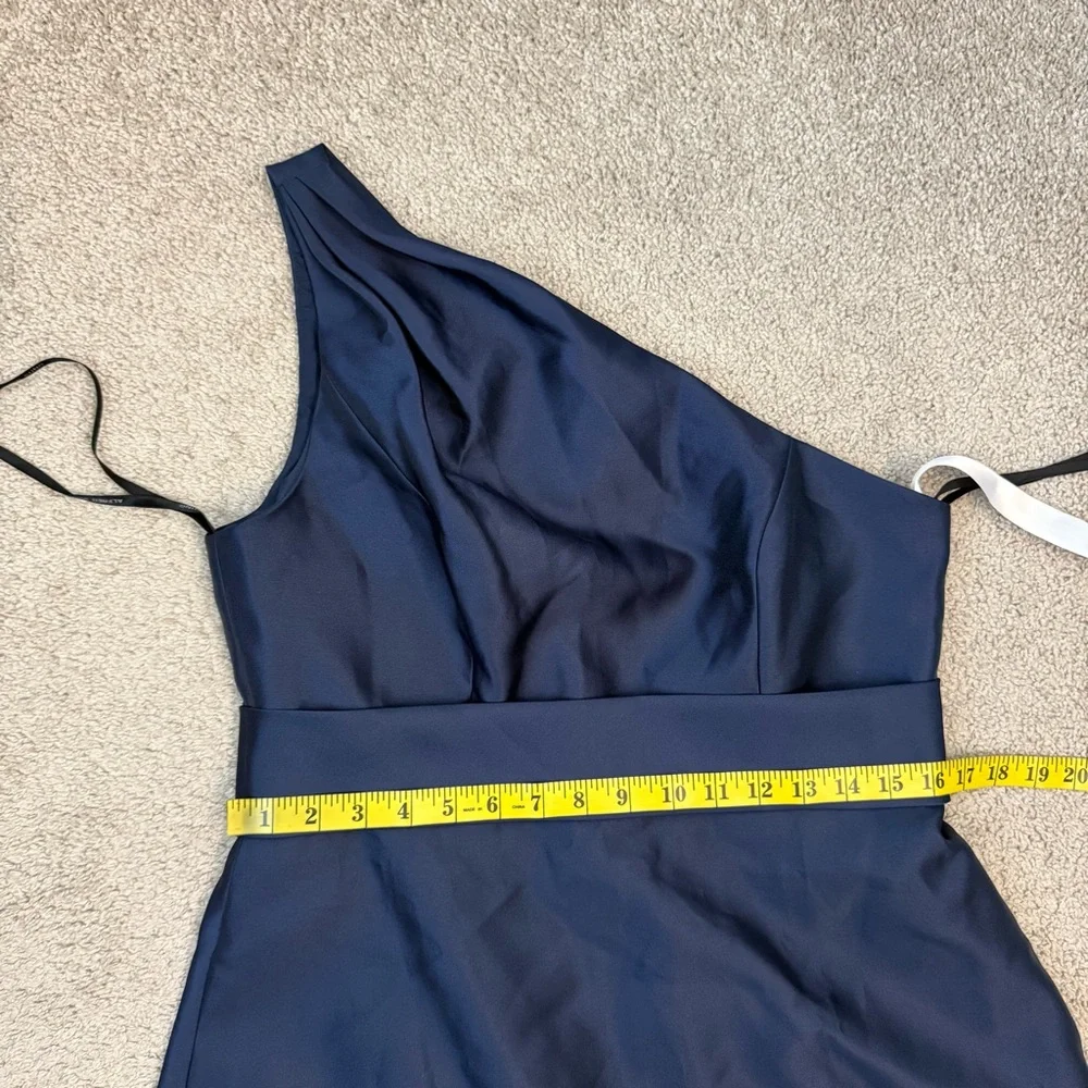 Alfred Sung D815S One Shoulder Satin Twill Gown Midnight‎ Navy 12 - Picture 8 of 9